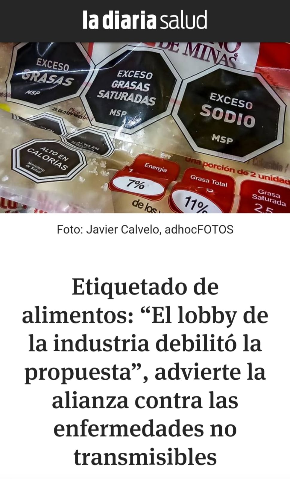 Tapa nociticia La Diaria LIBRO